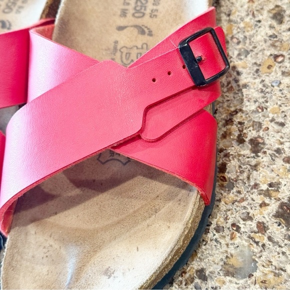 Birkenstock Birki's Santosa 39 Sandals Red Crossover Wide Straps Leather - Picture 2 of 5